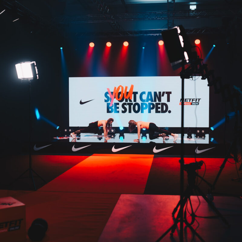 Nike x MyFitness virtuaalne treeningpäev, Ledzep Group, Ledzep Studio, otseülekanne, stuudiosalvestus, LED ekraanid, virtuaalüritus