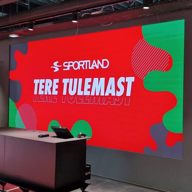Ledzep Group, Viljandi Sportland, kaupluse digitaliseerimine, digimeedia, reklaampinnad, LCD ekraanid, LED ekraanid, digital signage