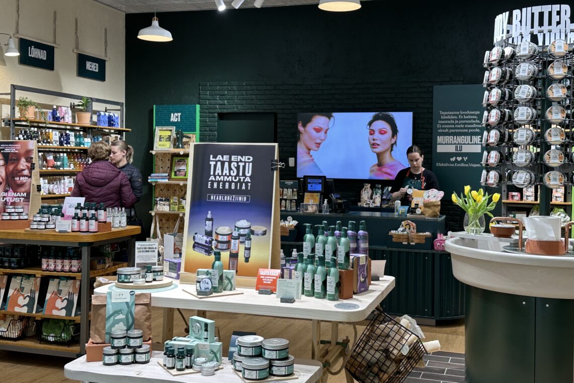 The Body Shop Viru keskus, Ledzep Group, LCD ekraanid, telekad kauplustele, digitaalsed reklaampinnad, LCD ekraanide müük