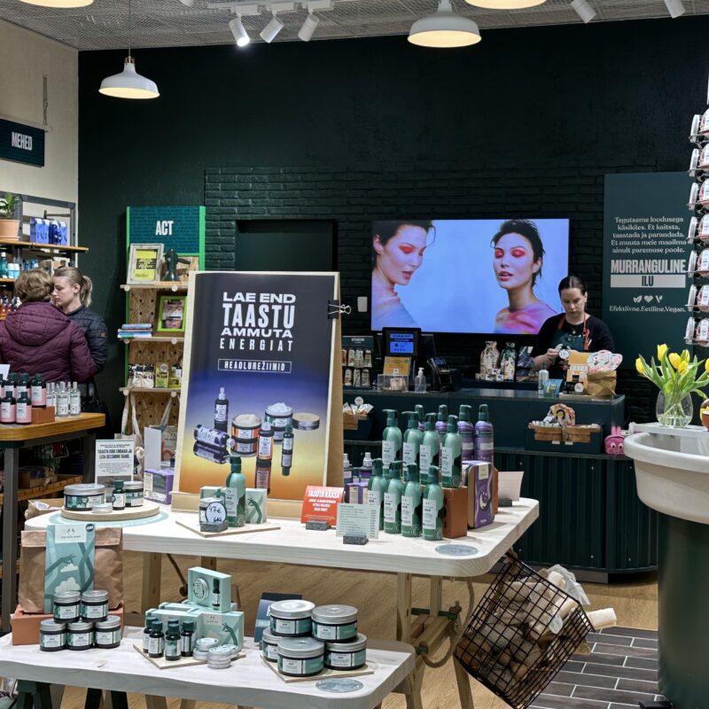 The Body Shop Viru keskus, Ledzep Group, LCD ekraanid, telekad kauplustele, digitaalsed reklaampinnad, LCD ekraanide müük