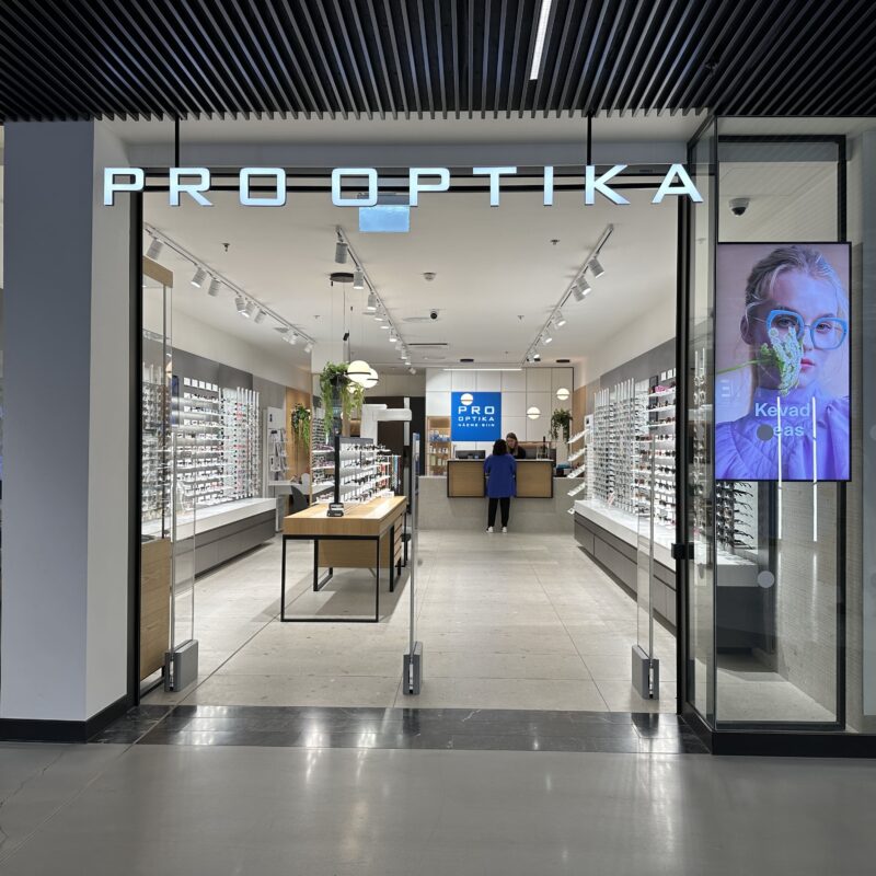 Pro Optika Viru keskuses, Ledzep Group, LCD ekraan, audiolahendused, helilahendused, digilahendused kauplustele, helilahendus poele