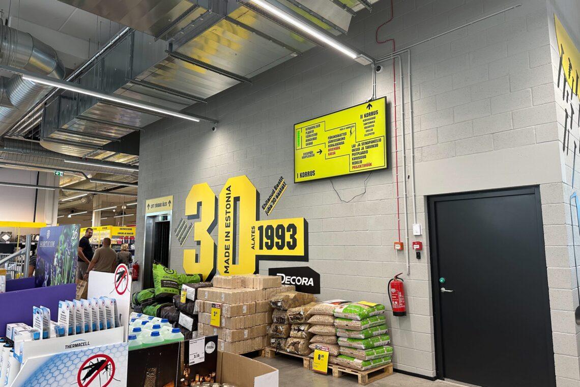 Decora Tartu kauplus, Ledzep Group, LED ekraan, LCD ekraan, kaupluste ekraanid, kaupluse digiekraanid