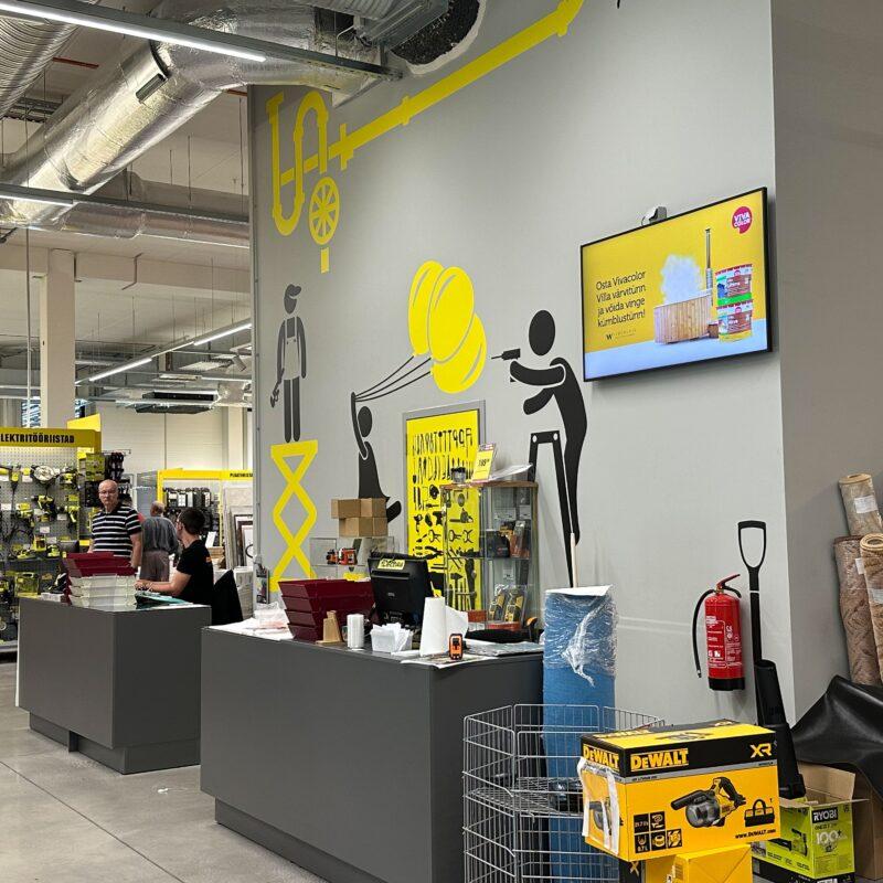 Decora Tartu kauplus, Ledzep Group, LED ekraan, LCD ekraan, kaupluste ekraanid, kaupluse digiekraanid